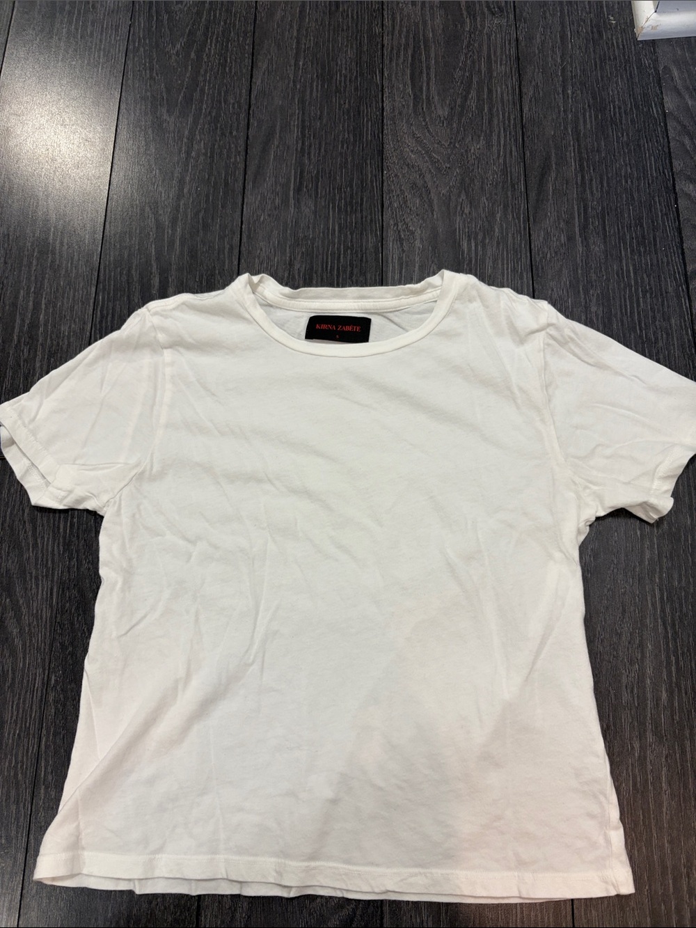 Kirna Zabéte White Crewneck T-Shirt - cropped Small